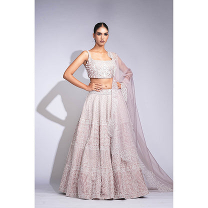 Shruti S Mauve Silk Lehenga with Blouse and Dupatta