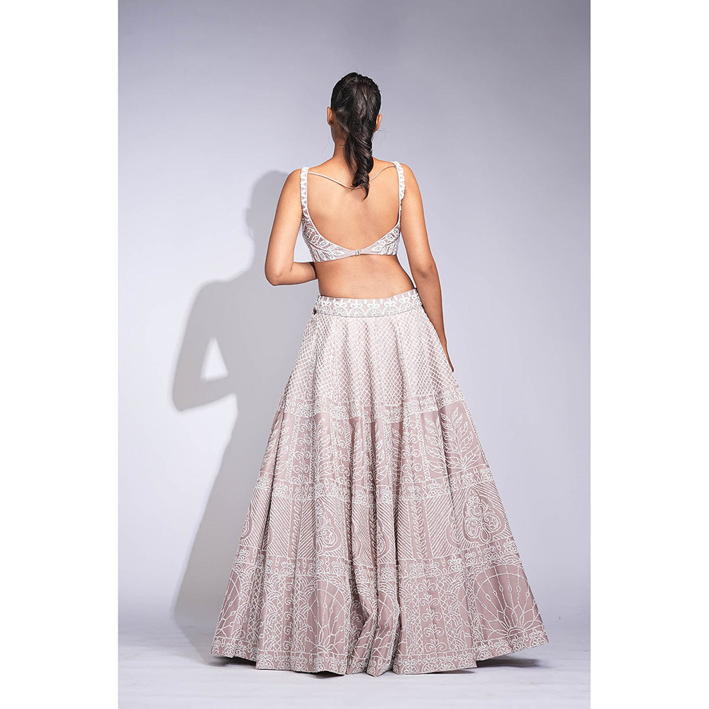 Shruti S Mauve Silk Lehenga with Blouse and Dupatta