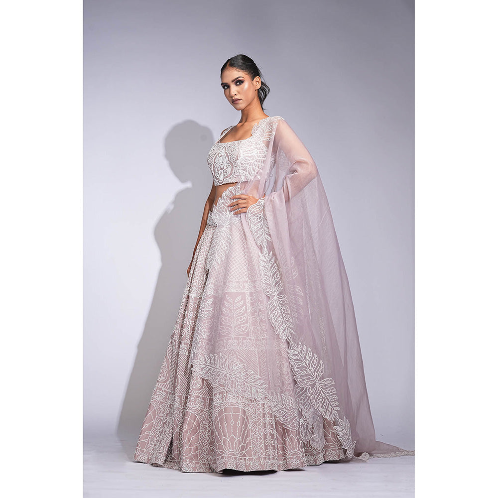 Shruti S Mauve Silk Lehenga with Blouse and Dupatta