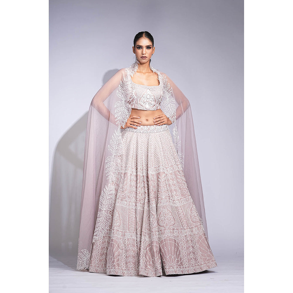 Shruti S Mauve Silk Lehenga with Blouse and Dupatta
