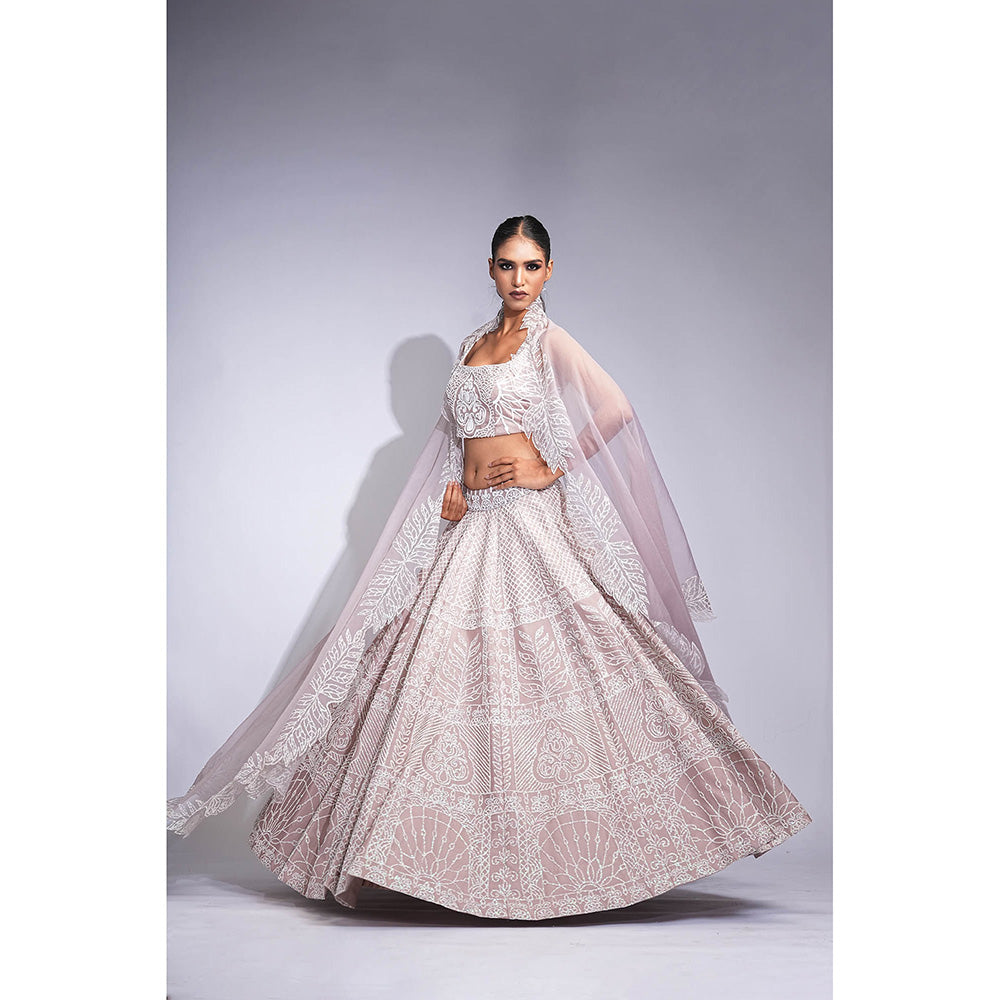 Shruti S Mauve Silk Lehenga with Blouse and Dupatta