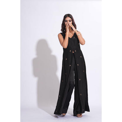 Shruti S Raw Silk Black Co-Ord Set