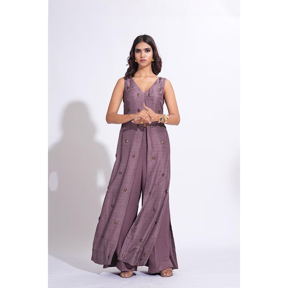 Shruti S Raw Silk Purple Co-Ord Set