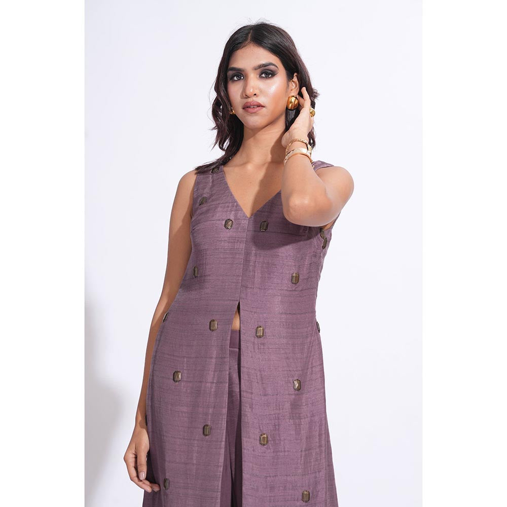 Shruti S Raw Silk Purple Co-Ord Set