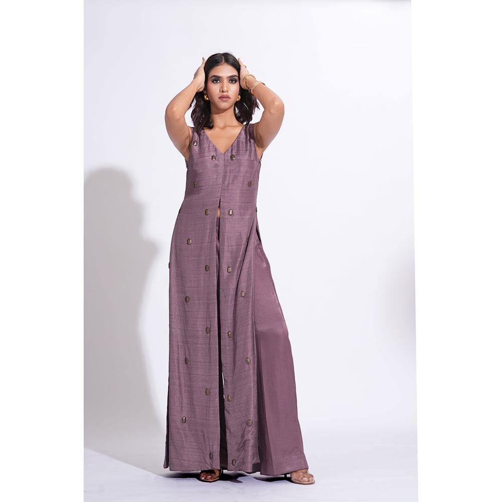 Shruti S Raw Silk Purple Co-Ord Set