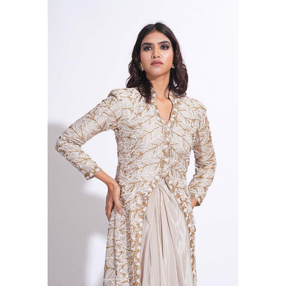 Shruti S Pathani Taupe Jacket Top With Dhoti