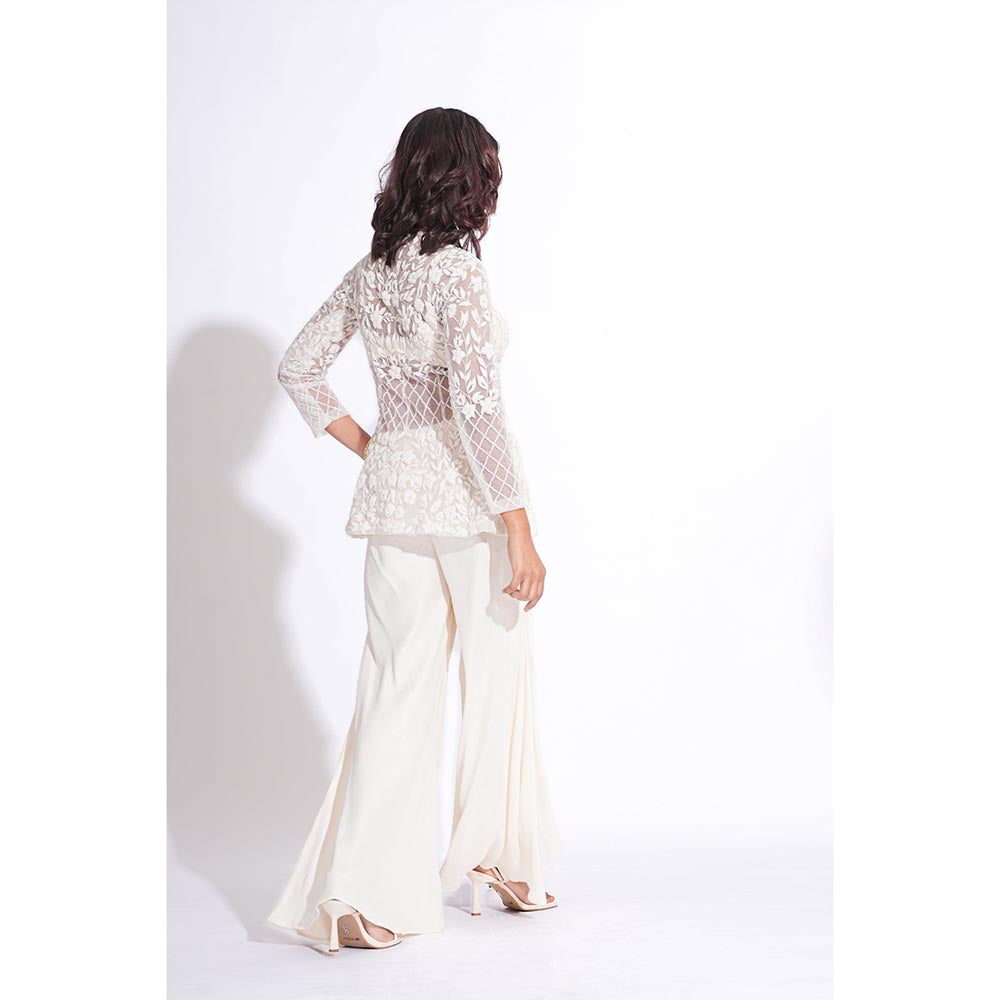 Shruti S Embroidered Off White Kurta With Sharara And Blouse