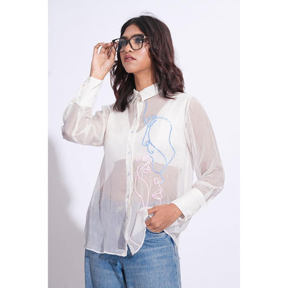 Shruti S Organza Formal White Shirt