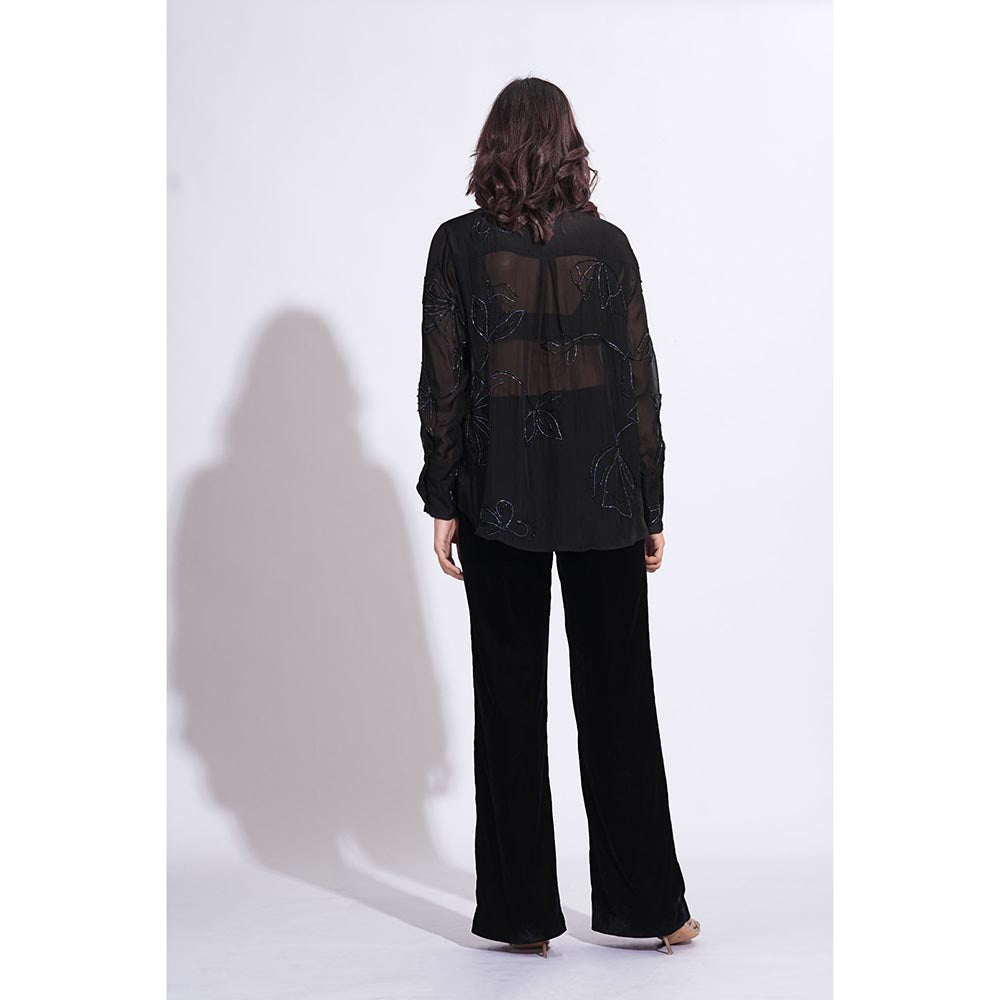 Shruti S Organza Formal Black Shirt