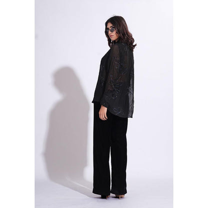Shruti S Organza Formal Black Shirt