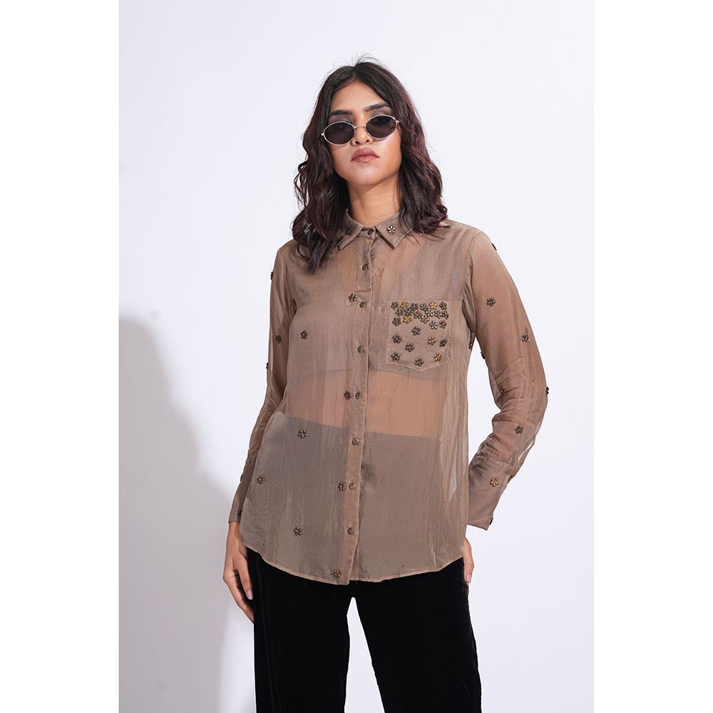 Shruti S Embroidered Brown Shirt