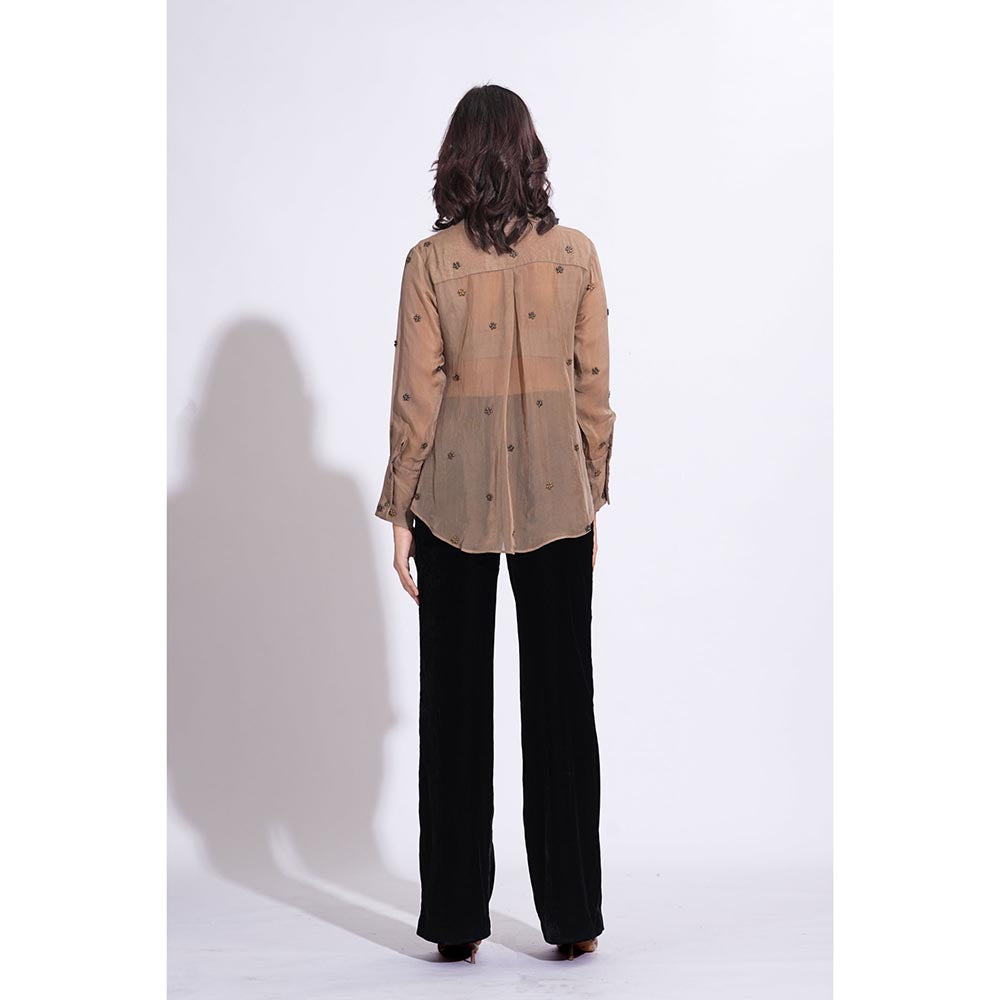 Shruti S Embroidered Brown Shirt