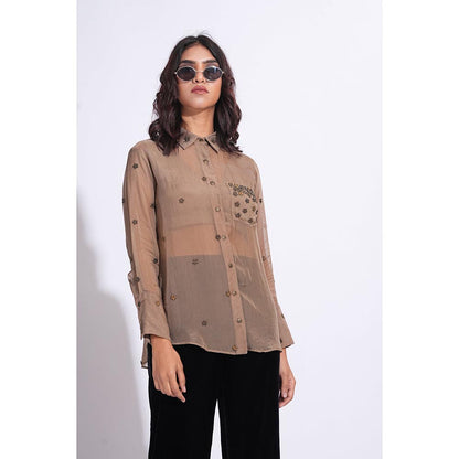 Shruti S Embroidered Brown Shirt