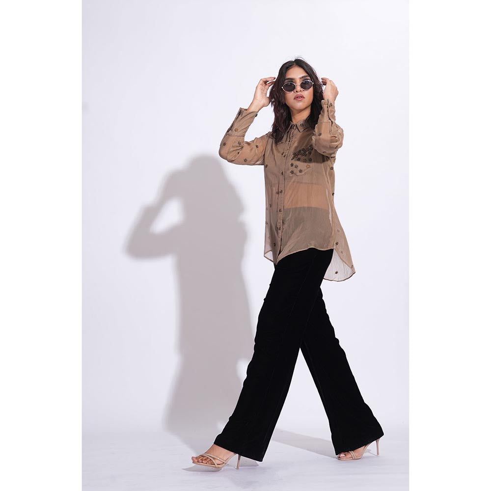 Shruti S Embroidered Brown Shirt