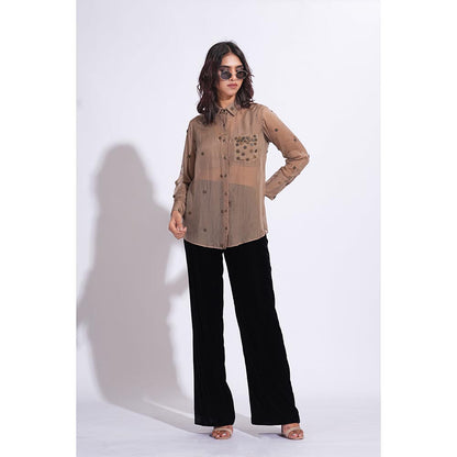 Shruti S Embroidered Brown Shirt