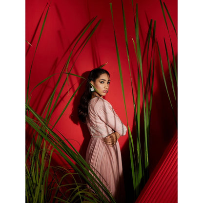 Shreeka Dusky Pink Chander And Georgette Anarkali (Set of 3)