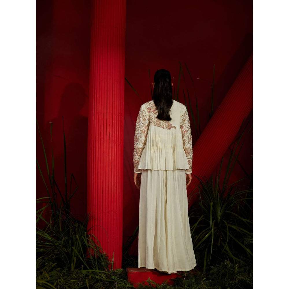 Shreeka Ivory Embroidered Georgette Jacket (Set of 3)