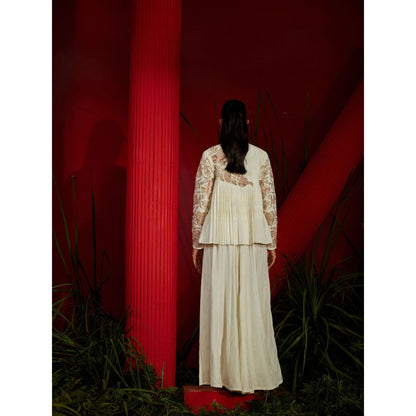 Shreeka Ivory Embroidered Georgette Jacket (Set of 3)