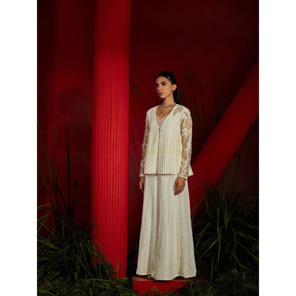 Shreeka Ivory Embroidered Georgette Jacket (Set of 3)