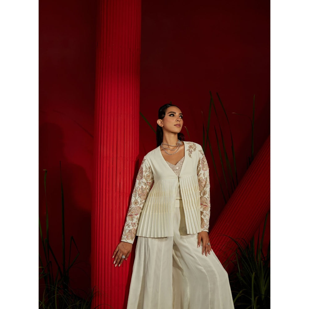 Shreeka Ivory Embroidered Georgette Jacket (Set of 3)