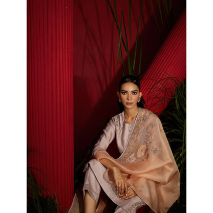 Shreeka Mauve Silk Chander Embroidered Suit (Set of 3)