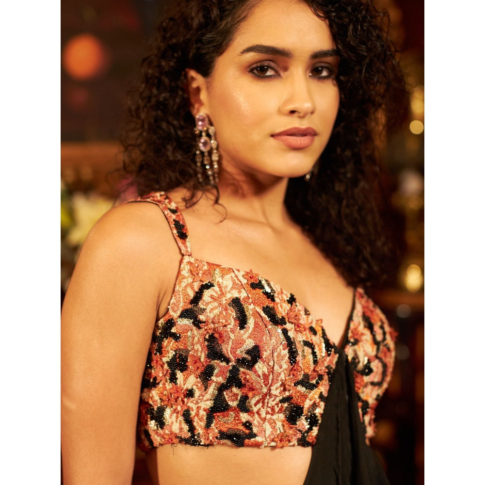 Shreeka Black Georgette Draped Dress