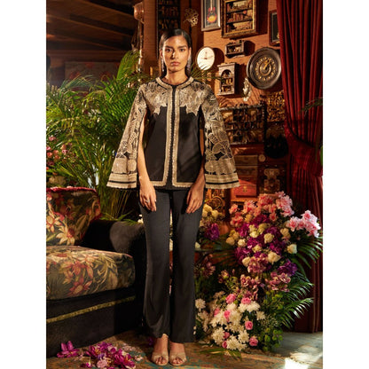 Shreeka Black Silk Hand Embroidered Jacket (Set of 2)