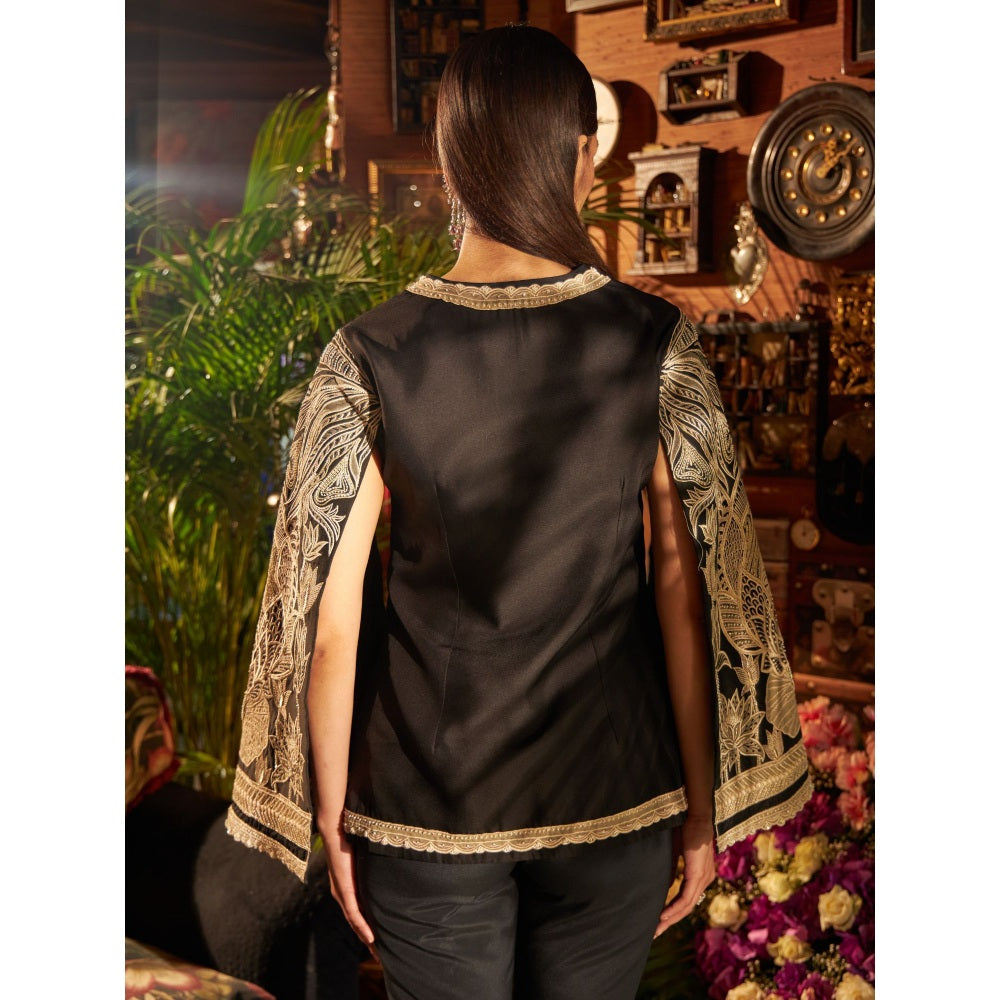 Shreeka Black Silk Hand Embroidered Jacket (Set of 2)
