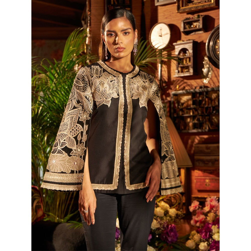 Shreeka Black Silk Hand Embroidered Jacket (Set of 2)