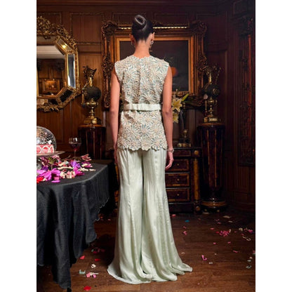 Shreeka Mint Georgette Embroidered Jacket (Set of 3)