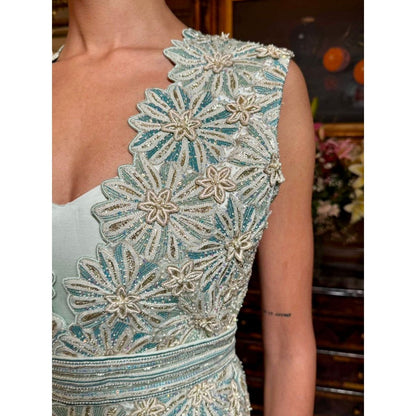 Shreeka Mint Georgette Embroidered Jacket (Set of 3)