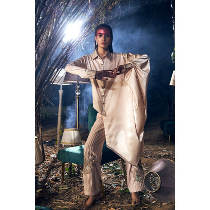 Shreeka Beige Embroidered Asymmetric Co-Ord (Set of 2)