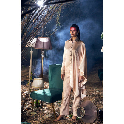 Shreeka Beige Embroidered Asymmetric Co-Ord (Set of 2)