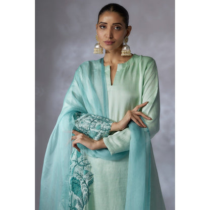 Shreeka Green Embroidered A-Line Kurta with Pant and Dupatta (Set of 3)