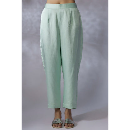 Shreeka Green Embroidered A-Line Kurta with Pant and Dupatta (Set of 3)