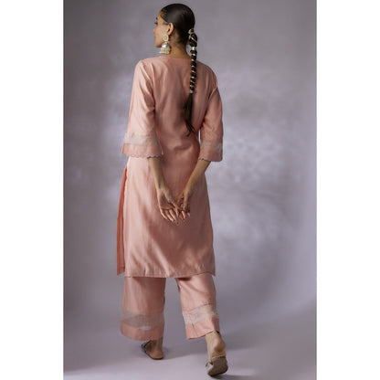 Shreeka Pink Embroidered Kurta with Palazzo and Dupatta (Set of 3)