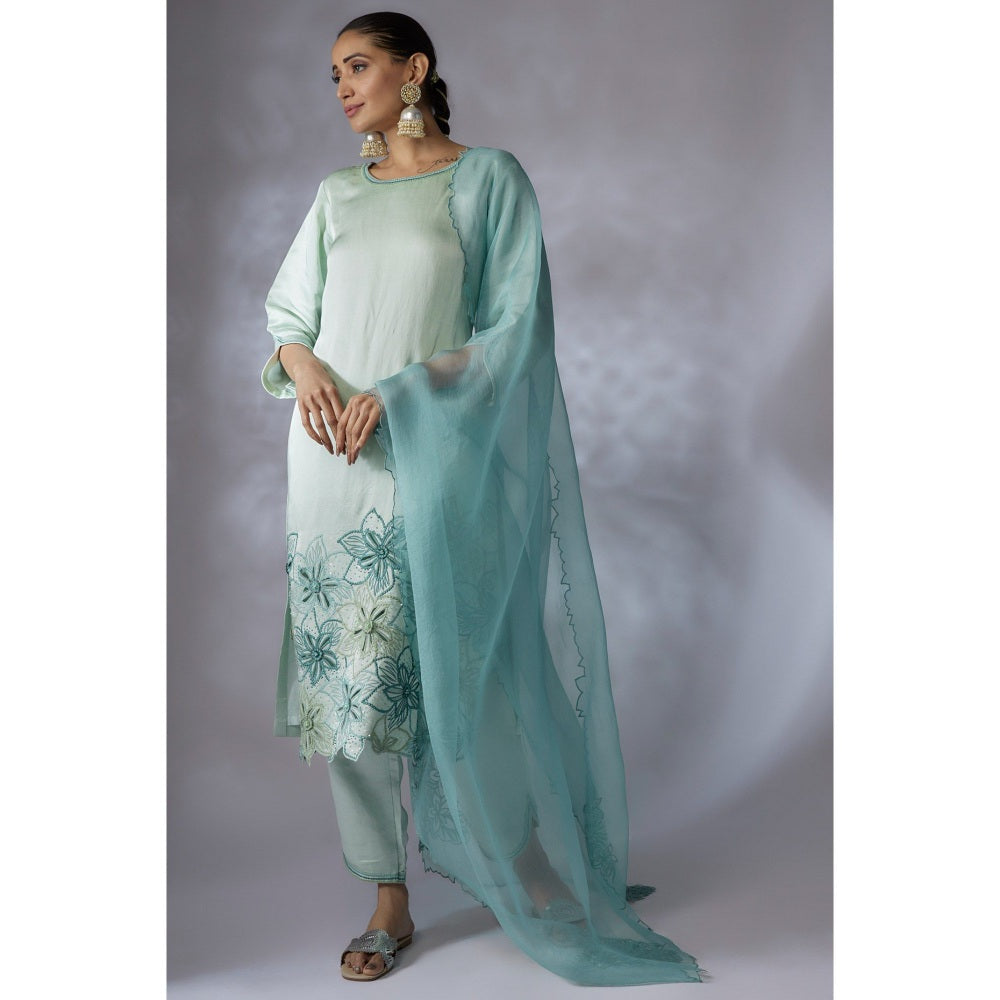 Shreeka Green Embroidered Kurta with Pant and Dupatta (Set of 3)