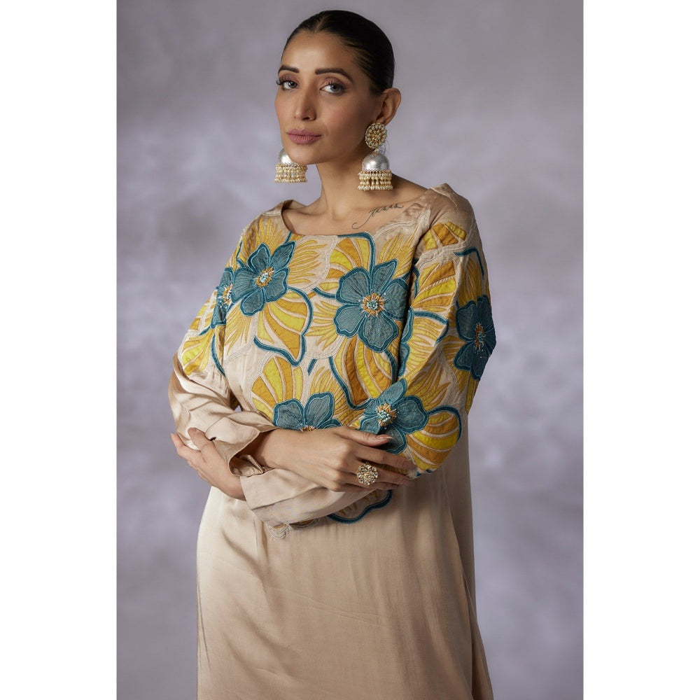 Shreeka Beige Embroidered Kurta with Pant and Dupatta (Set of 3)