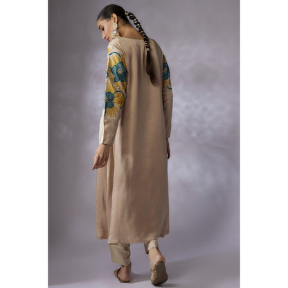 Shreeka Beige Embroidered Kurta with Pant and Dupatta (Set of 3)