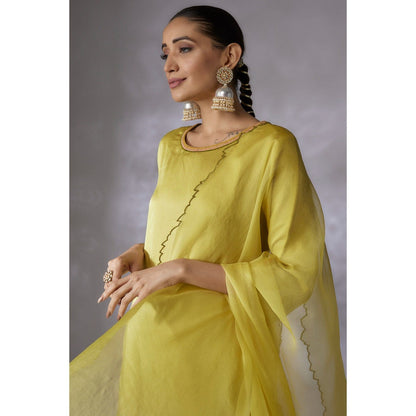 Shreeka Yellow Embroidered Kurta with Pant and Dupatta (Set of 3)