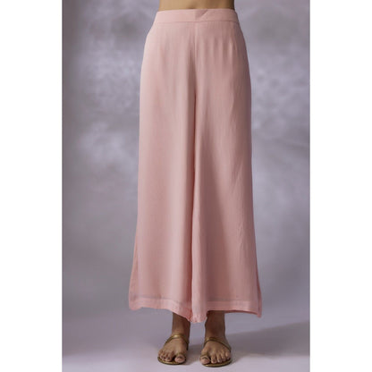 Shreeka Pink Embroidered Jacket with Kurta and Palazzo (Set of 3)