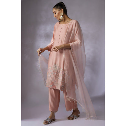 Shreeka Dusty Pink Embroidered Kurta with Pant and Dupatta (Set of 3)