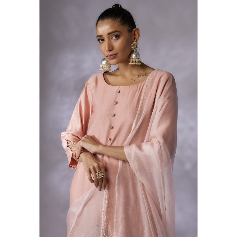 Shreeka Dusty Pink Embroidered Kurta with Pant and Dupatta (Set of 3)
