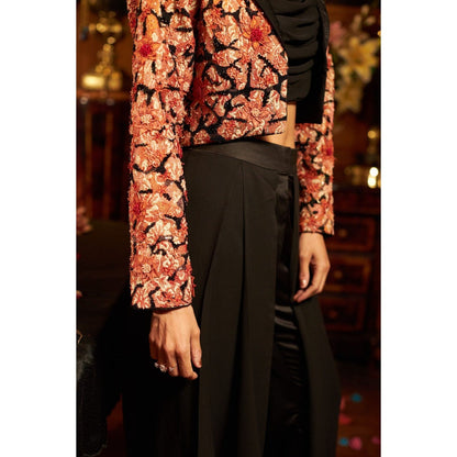 Shreeka Black Hand Embroidered Blazer with Bustier and Pant (Set of 3)