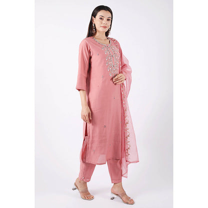 SHRUTI GOYAL Pink Embroidered Kurta with Pant and Dupatta (Set of 3)