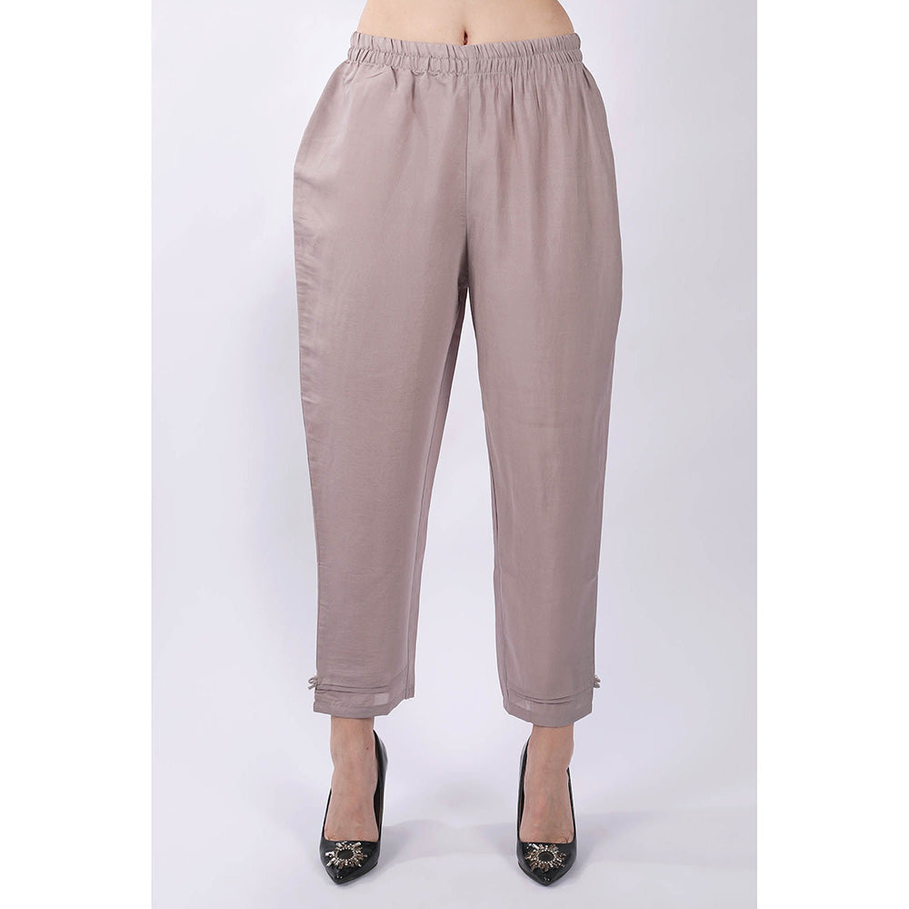 SHRUTI GOYAL Grey Embroidered Kurta with Pant and Dupatta (Set of 3)