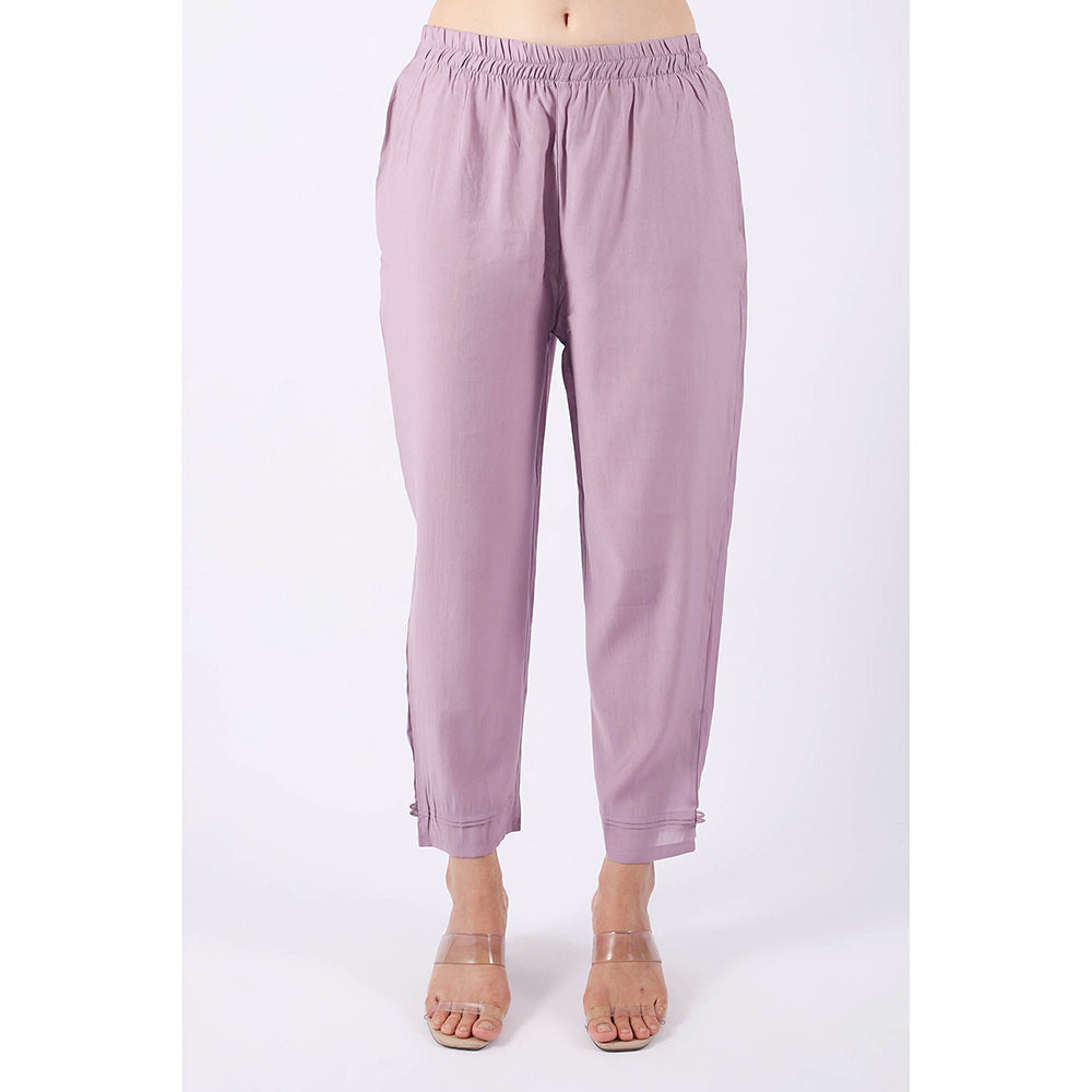 SHRUTI GOYAL Lavender Embroidered Kurta with Pant and Dupatta (Set of 3)