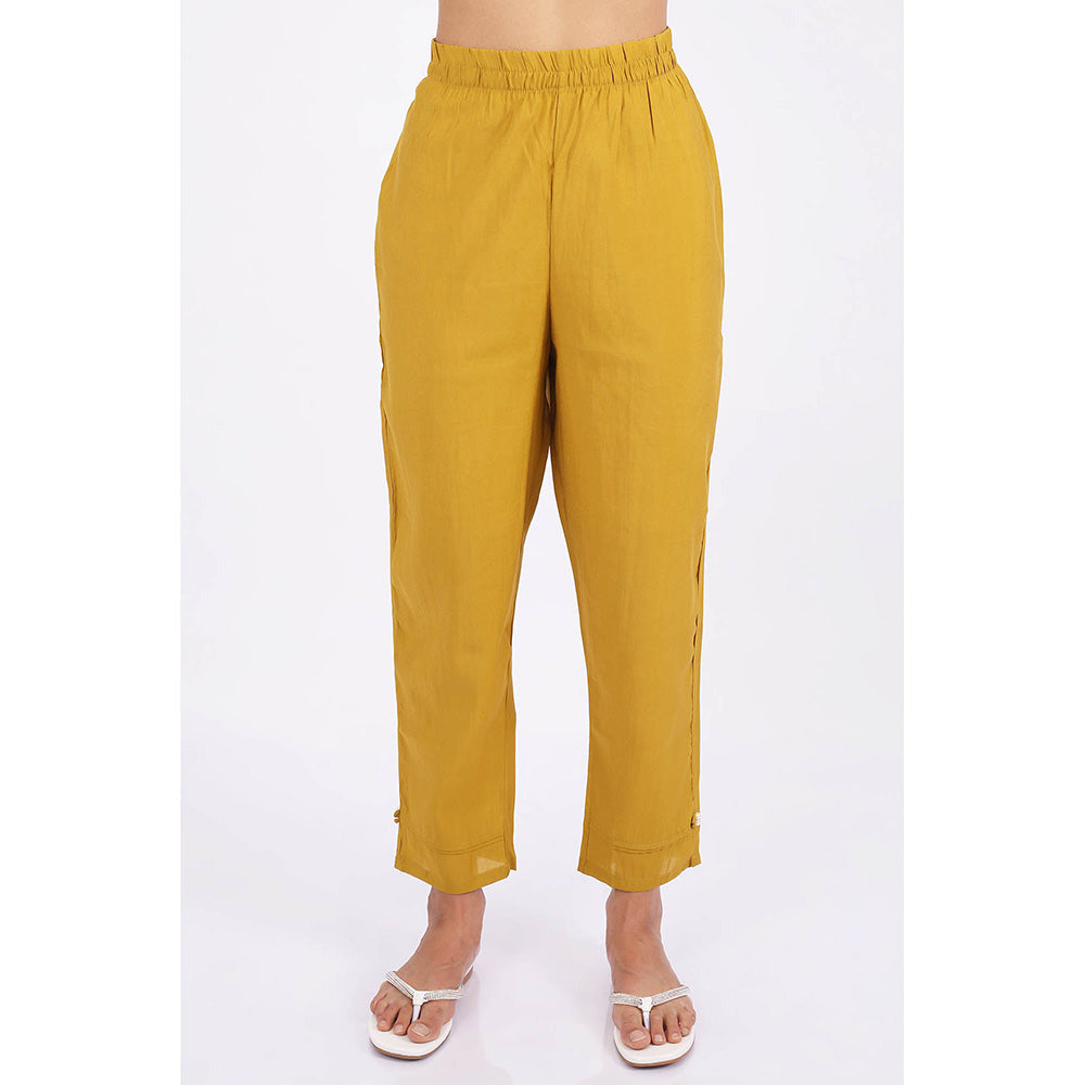 SHRUTI GOYAL Yellow Embroidered Kurta with Pant and Dupatta (Set of 3)