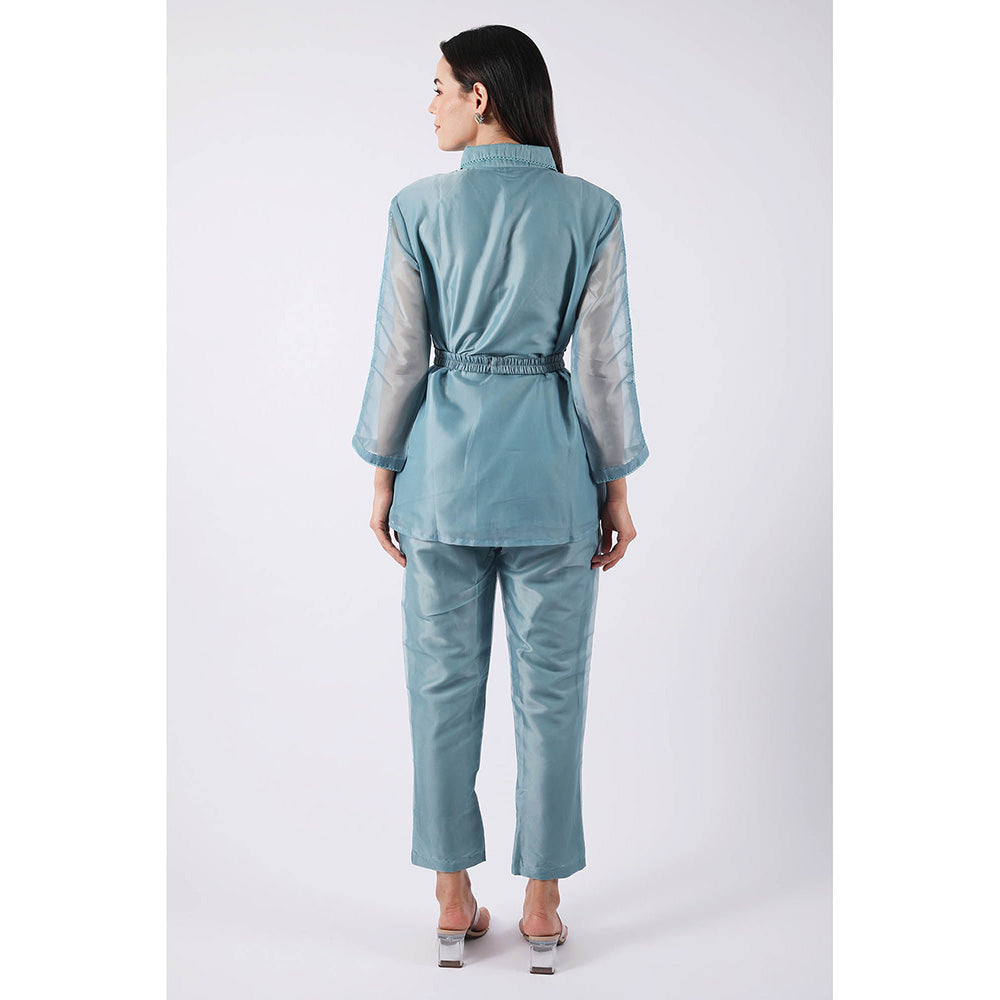 SHRUTI GOYAL Blue Embellished Co-Ord (Set of 3)