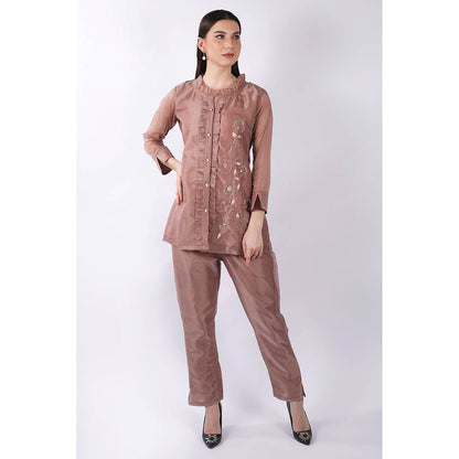SHRUTI GOYAL Rust Embellished Co-Ord (Set of 2)
